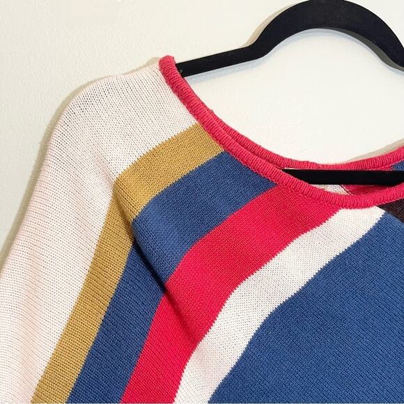 Forever 21 Womens Wool Blend Striped Round Neck Pullover Poncho Sweater One Size - Picture 14 of 14